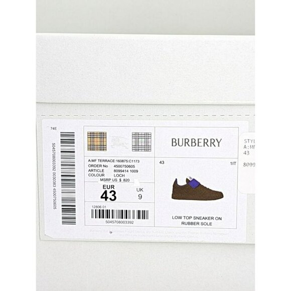 Burberry Men's Terrace Low Top Leather Sneakers in Loch Size 43 (MSRP $820) - Picture 12 of 12